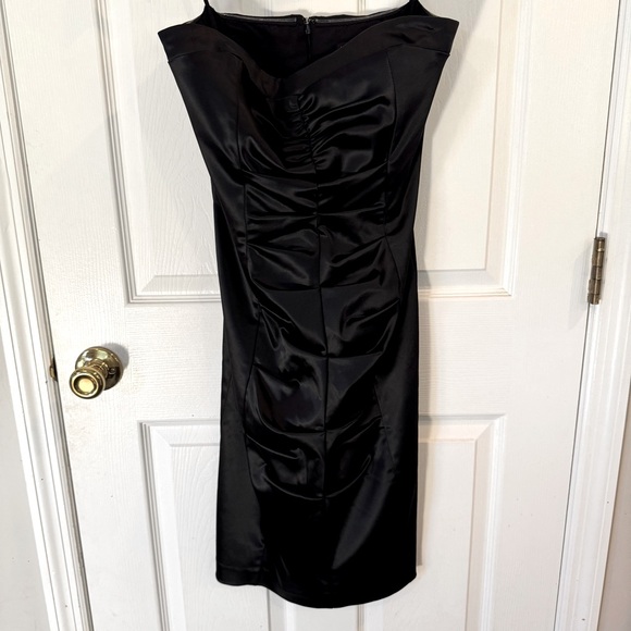 Nicole Miller Dresses & Skirts - Nicole Miller Collection Black Strapless Ruched Satin Dress – Size 10